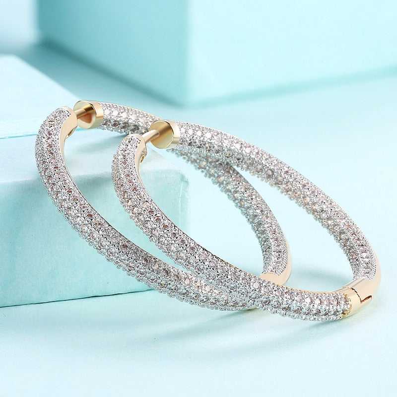 Pendientes de Aro con Incrustaciones Chapados en Oro de 18K